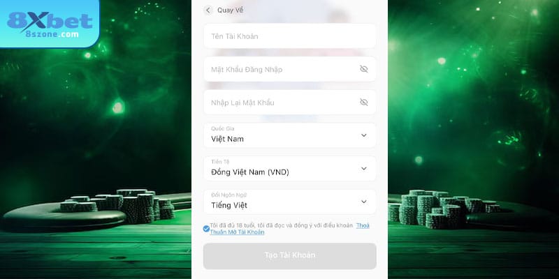 Đăng Ký 8xbet: Hướng Dẫn Tạo Tài Khoản Chỉ Trong 5 Phút 16 Điền thông tin đầy đủ như mẫu tại 8xbet