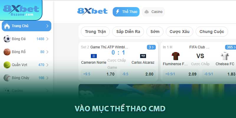 CMD Thể Thao 8xbet - Nền Tảng Cá Cược Thể Thao Uy Tín 16 Vào mục thể thao CMD tại 8xbet
