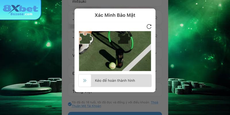 Đăng Ký 8xbet: Hướng Dẫn Tạo Tài Khoản Chỉ Trong 5 Phút 18 Xác minh mã Captcha sau khi điền đầy đủ thông tin đăng ký 8xbet